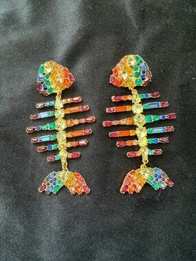 BaubleBar Multicolor Crystal Drop Fish Earrings